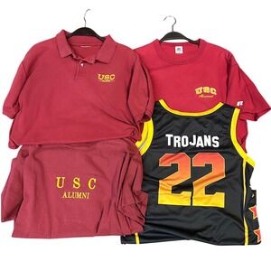 USC Trojans Alumni Bundle Mens Russell Athletic Polo T-Shirts Basketball Jersey